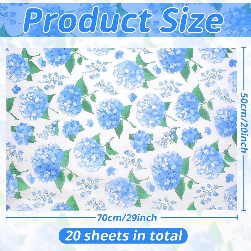 Benvo Floral Tissue Paper 20x29 Inch - 20 Sheets Decoupage Craft Paper for Gift Wrapping, Flower DIY Art Projects, Spring Wedding, Birthday & Baby Shower Decorations(Style K) - Image 2